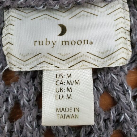 Ruby Moon Women's Cable Front Open Crochet Back Long Sleeve Sweater Size Medium - Picture 6 of 7